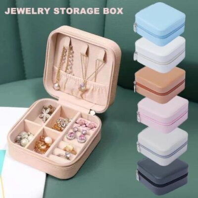 Square Jewellery Box – Travel-Friendly Faux Leather Case