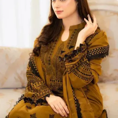 3-Piece Women’s Unstitched Embroidered Suit – Elegant, Stylish & Comfortable