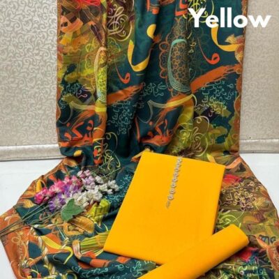 3-Piece Women’s Unstitched Katan Silk Plain Suit – Elegant, Comfortable & Stylish