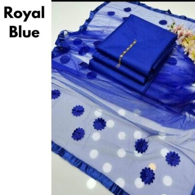 3-Piece Women’s Unstitched Katan Silk Plain Suit – Elegant, Comfortable & Stylish