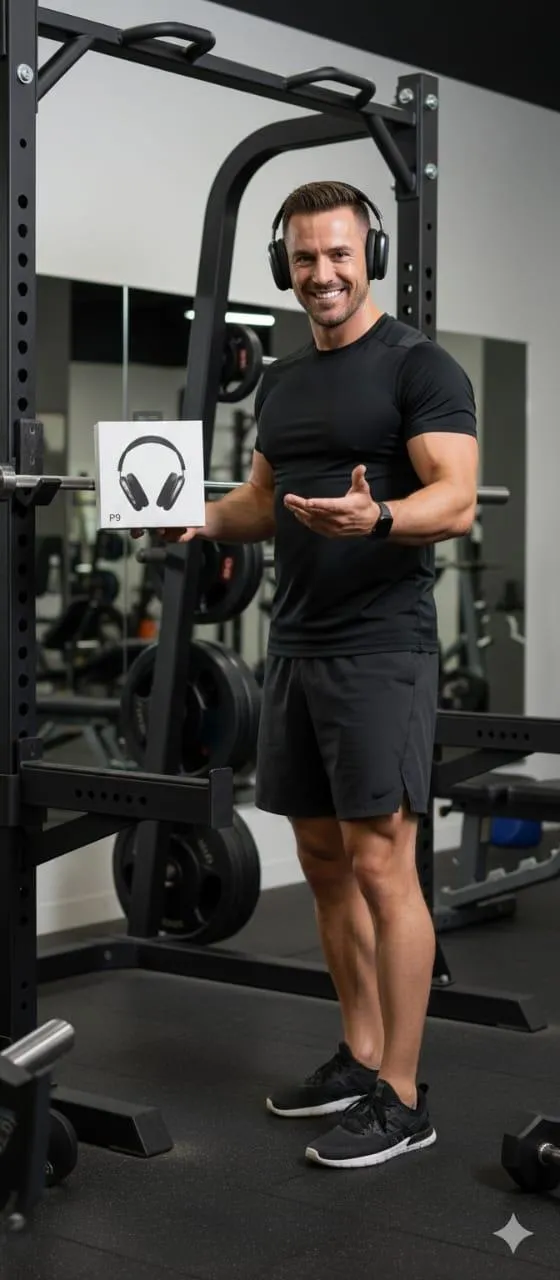 Black “9” Bluetooth Headphone – All-Day Comfort, Long Battery, Super Bass (Model 9)