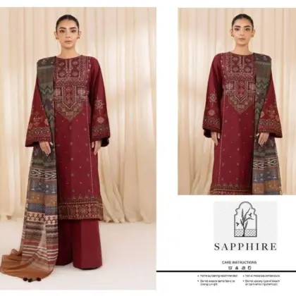 3-Piece Women’s Unstitched Embroidered Suit – Elegant, Stylish & Comfortable