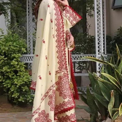 3-Piece Women’s Unstitched Embroidered Suit – Elegant, Stylish & Comfortable