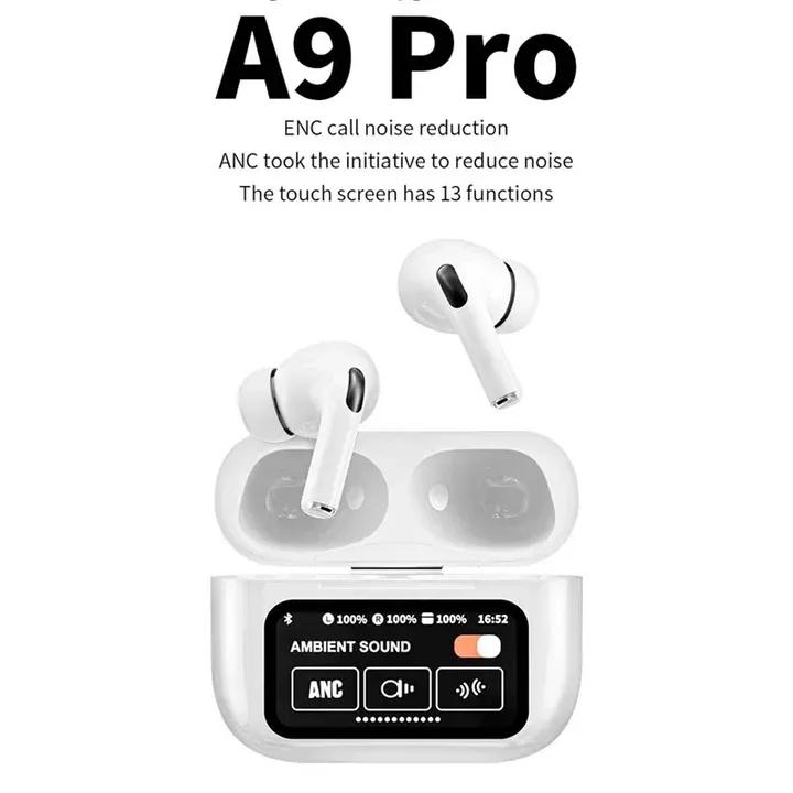 AirPods Pro A9 – ANC & ENC Wireless Earbuds with Battery Display and Touch Control (White/Black)