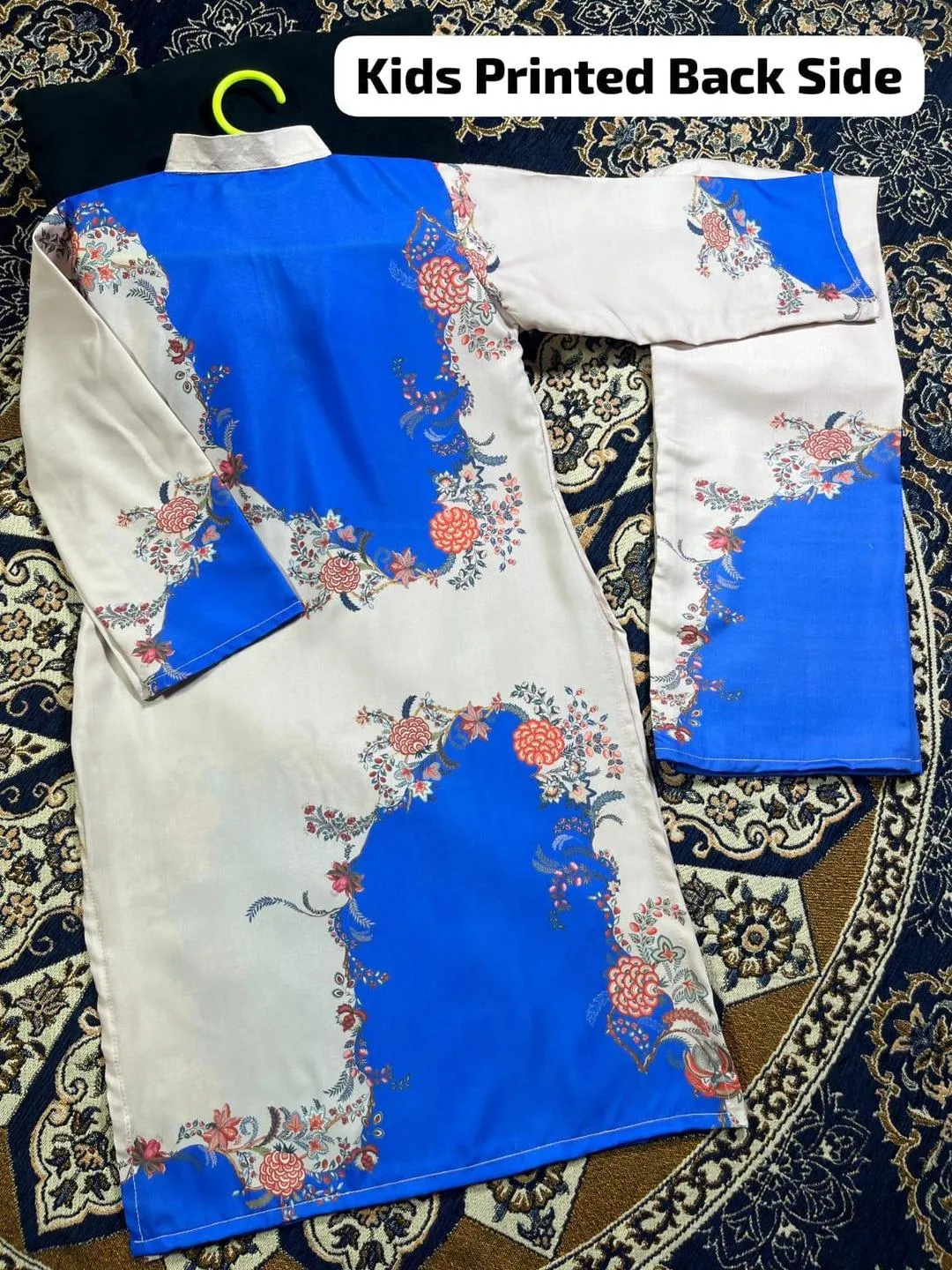 2 Pcs Girls Arabic Lawn Digital Printed Kurta & Shalwar Suit – Blue | Ages 5–12 Years