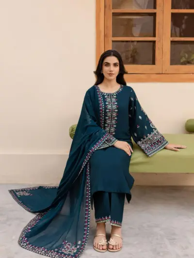 3-Piece Women’s Unstitched Embroidered Suit – Elegant, Stylish & Comfortable