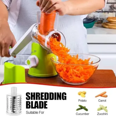 Drum Vegetable Cutter – Manual Rotary Slicer & Grater for Fast Kitchen Prep