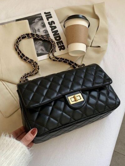 Girls PU Leather Embroidered Shoulder Bag – Stylish & Durable | Black
