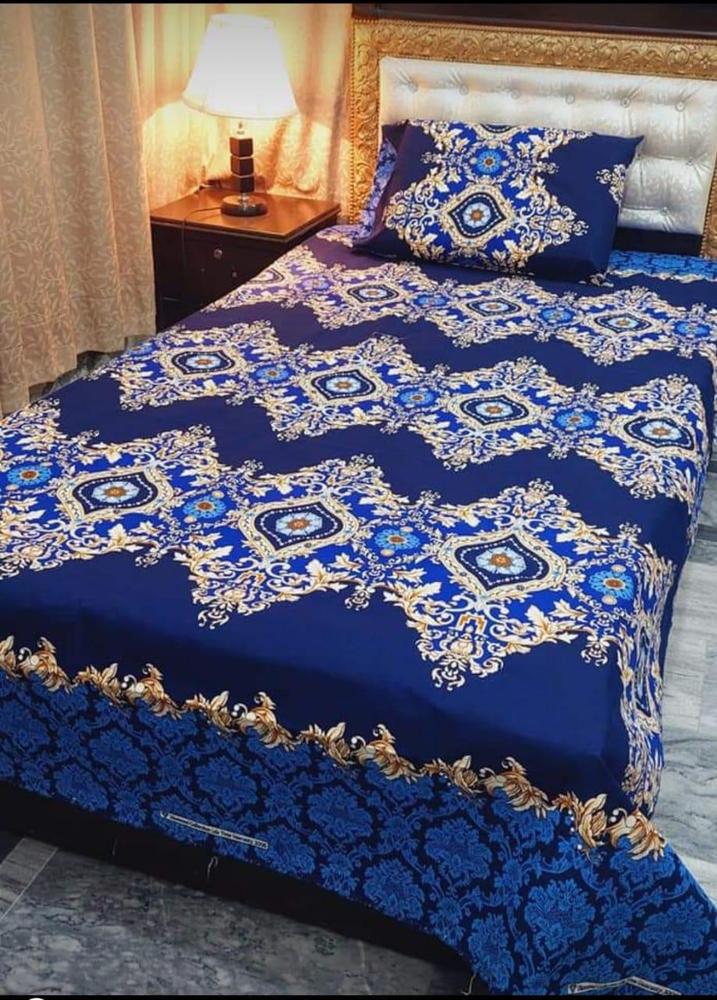 4 Pcs Crystal Cotton Printed Bedsheet Set for Single Bed – Includes Pillow Covers, Soft & Stylish (Pakistan)