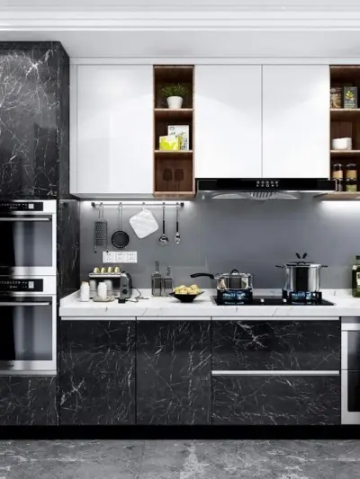 Black Marble Self-Adhesive Wall Sheets – 20 Pcs | DIY Peel & Stick Decorative Panels