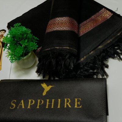 Men’s Black Wool Plain Shawl – Soft, Warm & Stylish Winter Accessory | 2.5 Gaz