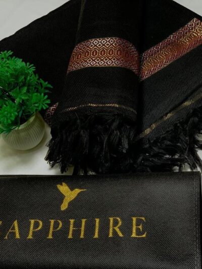 Men’s Black Wool Plain Shawl – Soft, Warm & Stylish Winter Accessory | 2.5 Gaz