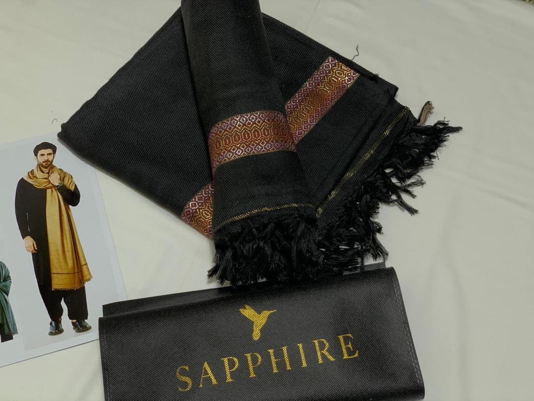 Men’s Black Wool Plain Shawl – Soft, Warm & Stylish Winter Accessory | 2.5 Gaz