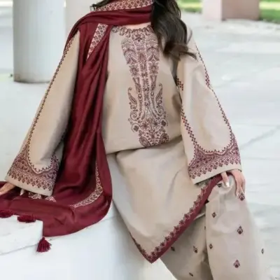 3-Piece Women’s Unstitched Embroidered Suit – Elegant, Stylish & Comfortable
