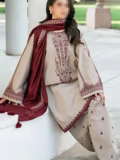 3-Piece Women’s Unstitched Embroidered Suit – Elegant, Stylish & Comfortable