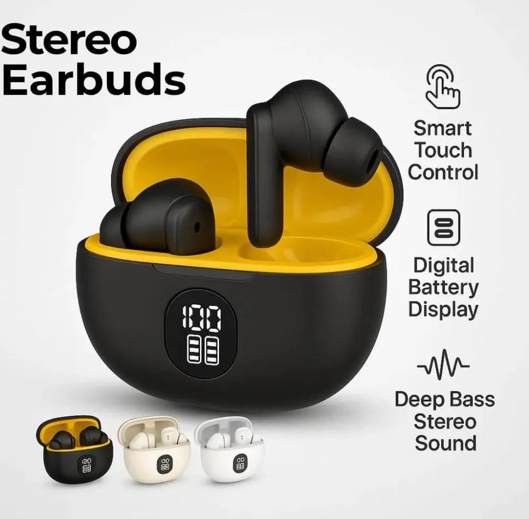 WS 895B V5.3 Wireless Stereo Earbuds – Bluetooth 5.3, Long Battery, Smart Touch (Black/White)
