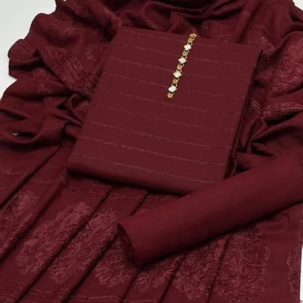 3-Piece Women’s Unstitched Embroidered Suit – Elegant & Comfortable