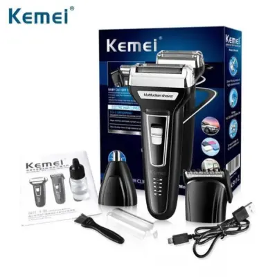 3-in-1 Rechargeable Men’s Hair Shaver KM-6559 – Beard, Hair & Nose Trimmer with USB Charging