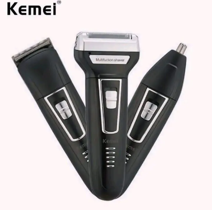 3-in-1 Rechargeable Men’s Hair Shaver KM-6559 – Beard, Hair & Nose Trimmer with USB Charging