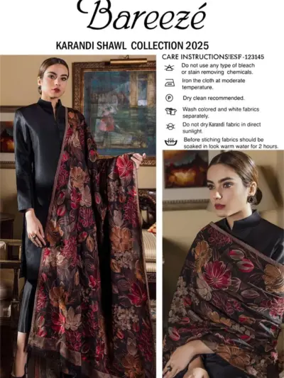 Women’s Black Karandi Embroidered Shawl – Elegant & Warm Winter Accessory | 2.5 Yards