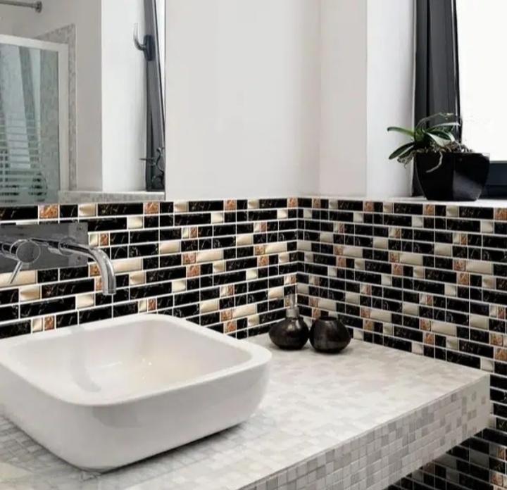 Premium Self-Adhesive Black Wall Tile Stickers – Pack of 100 | Peel & Stick Decorative Panels