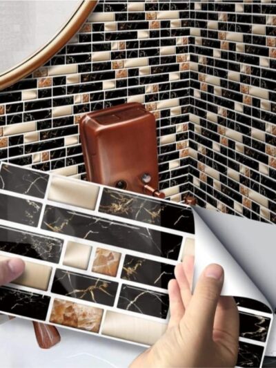 Premium Self-Adhesive Black Wall Tile Stickers – Pack of 100 | Peel & Stick Decorative Panels