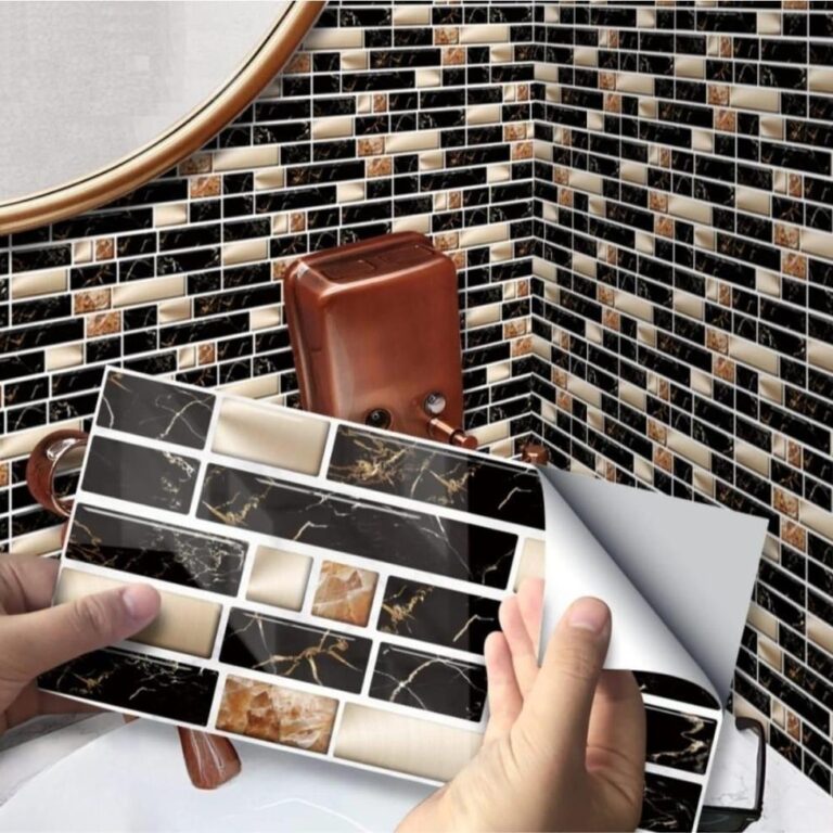Premium Self-Adhesive Black Wall Tile Stickers – Pack of 100 | Peel & Stick Decorative Panels