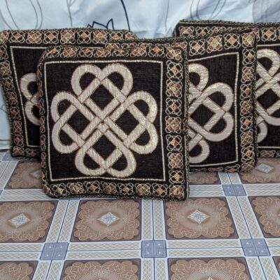 5 Pcs Velvet Jacquard Printed Cushion Covers – Brown Decorative Pillow Covers for Sofa & Home