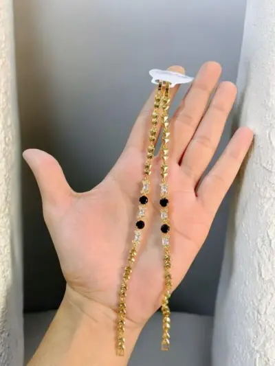 Funky Gold Plated Crystal Chain Bracelet for Girls & Women – Stainless Steel, Standard Size
