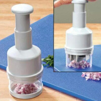 Manual Food Chopper with Rotating Handle – ABS Plastic Quick Vegetable & Garlic Cutter (White, 1 Pc)