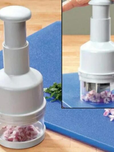 Manual Food Chopper with Rotating Handle – ABS Plastic Quick Vegetable & Garlic Cutter (White, 1 Pc)