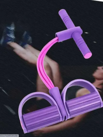 Flexible Fitness Pull Rope Resistance Trainer – Full Body Exercise Band | ABS Plastic Handles (1 Pc, Multicolor)