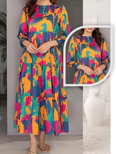 Women’s Unstitched Swiss Lawn Printed Shirt – 1 Pc Multicolor Summer Fabric (2.25 Yards)