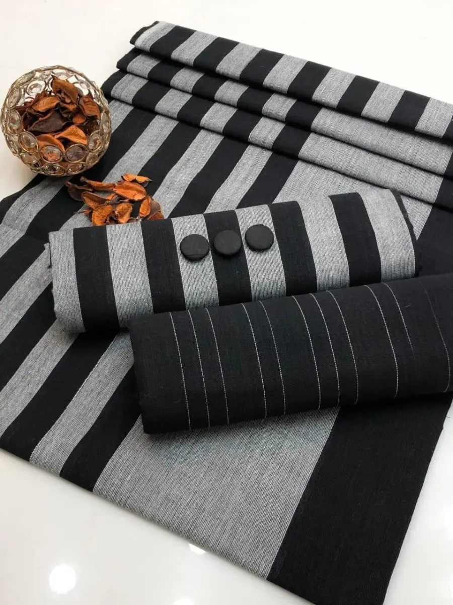 Women’s 3 Pcs Unstitched Printed Sussi Suit – Black (Shirt 3 Gazz, Trouser 2.5 Gazz, Dupatta 2.5 Gazz)