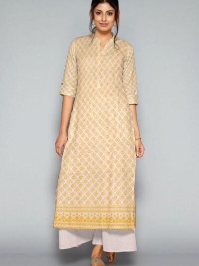 Women’s 2 Pcs Unstitched Katan Silk Printed Suit – White (Shirt 2 Yards & Trouser 1.5 Yards)