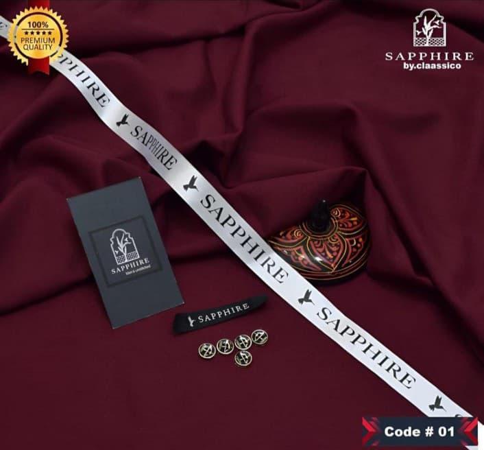 Men’s Unstitched Wash & Wear Plain Suit – Maroon | 4 Meter Fabric (Shirt & Trouser)