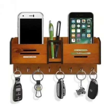 Abstract Art Wooden Key Holder – Stylish MDF Wall-Mounted Key Organizer for Home