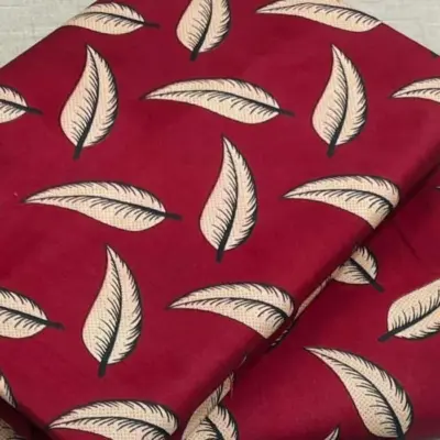 Women's 2-Piece Unstitched Printed Polo Cotton Suit – Maroon (Shirt 2.25m + Trouser)