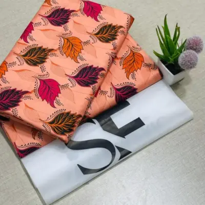 Women’s 2 Pcs Unstitched Printed Polo Cotton Suit – Peach | Shirt & Trouser (2.25m Each)