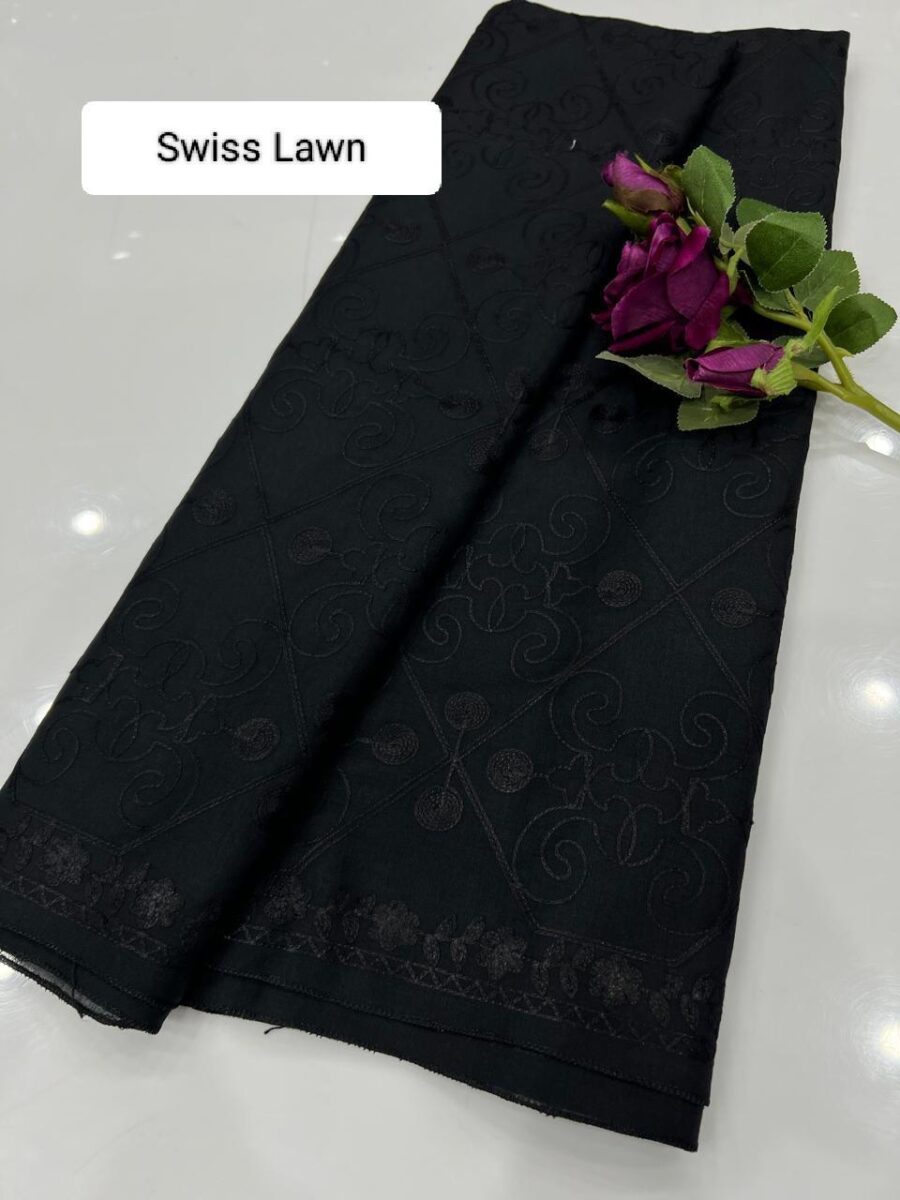 Women’s Swiss Lawn Plain Shawl – Lightweight Black Wrap, 2.75 Gazz Length