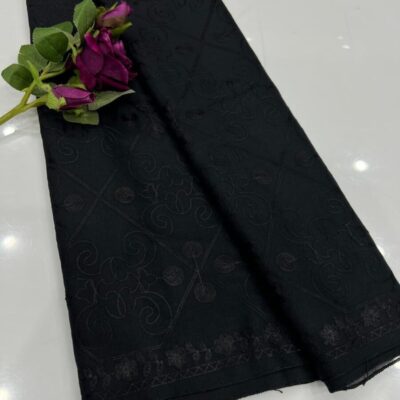 Women’s Swiss Lawn Plain Shawl – Lightweight Black Wrap, 2.75 Gazz Length