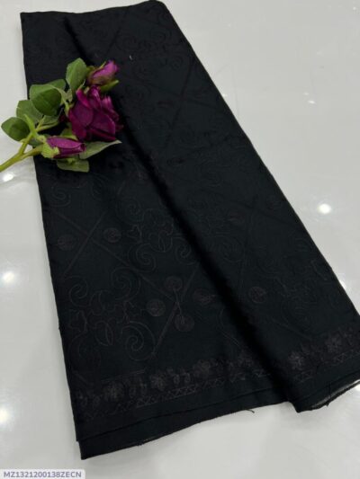 Women’s Swiss Lawn Plain Shawl – Lightweight Black Wrap, 2.75 Gazz Length