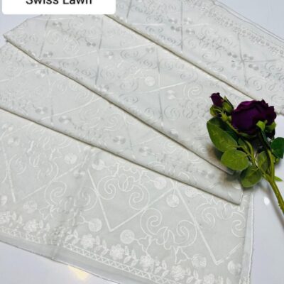 Women’s Swiss Lawn Plain Shawl – Lightweight White Wrap, 2.75 Gazz Length