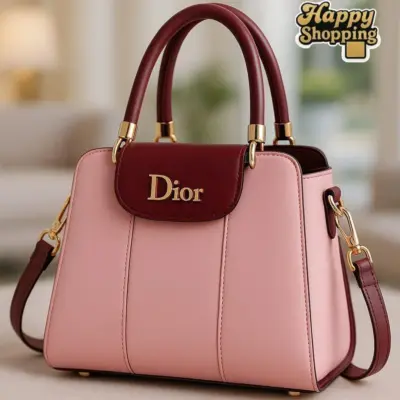 Women’s Genuine Leather Plain Shoulder Bag – Pink Elegant Everyday Handbag (8×11×8 in)