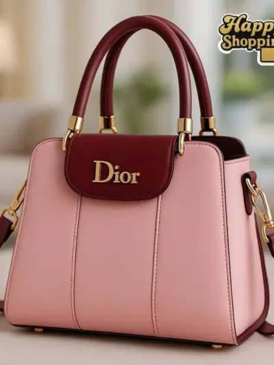 Women’s Genuine Leather Plain Shoulder Bag – Pink Elegant Everyday Handbag (8×11×8 in)