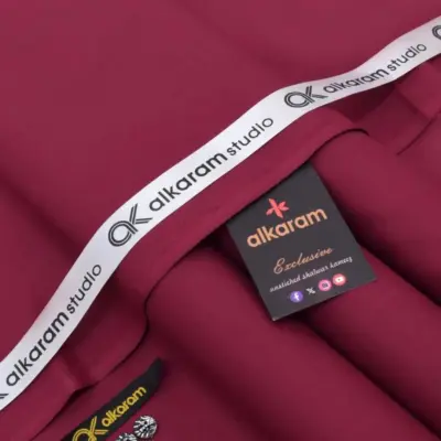 Alkaram Men’s Unstitched Soft Cotton Plain Suit – Maroon, 4.5 Meter