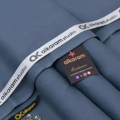 Alkaram Men’s Unstitched Soft Cotton Plain Suit – Grey, 4.5 Meter