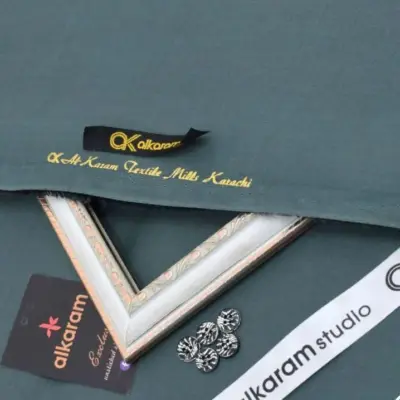 Alkaram Fabrics Men’s Unstitched Hard Cotton Plain Suit – 4.5 Meter Summer Fabric (Green)