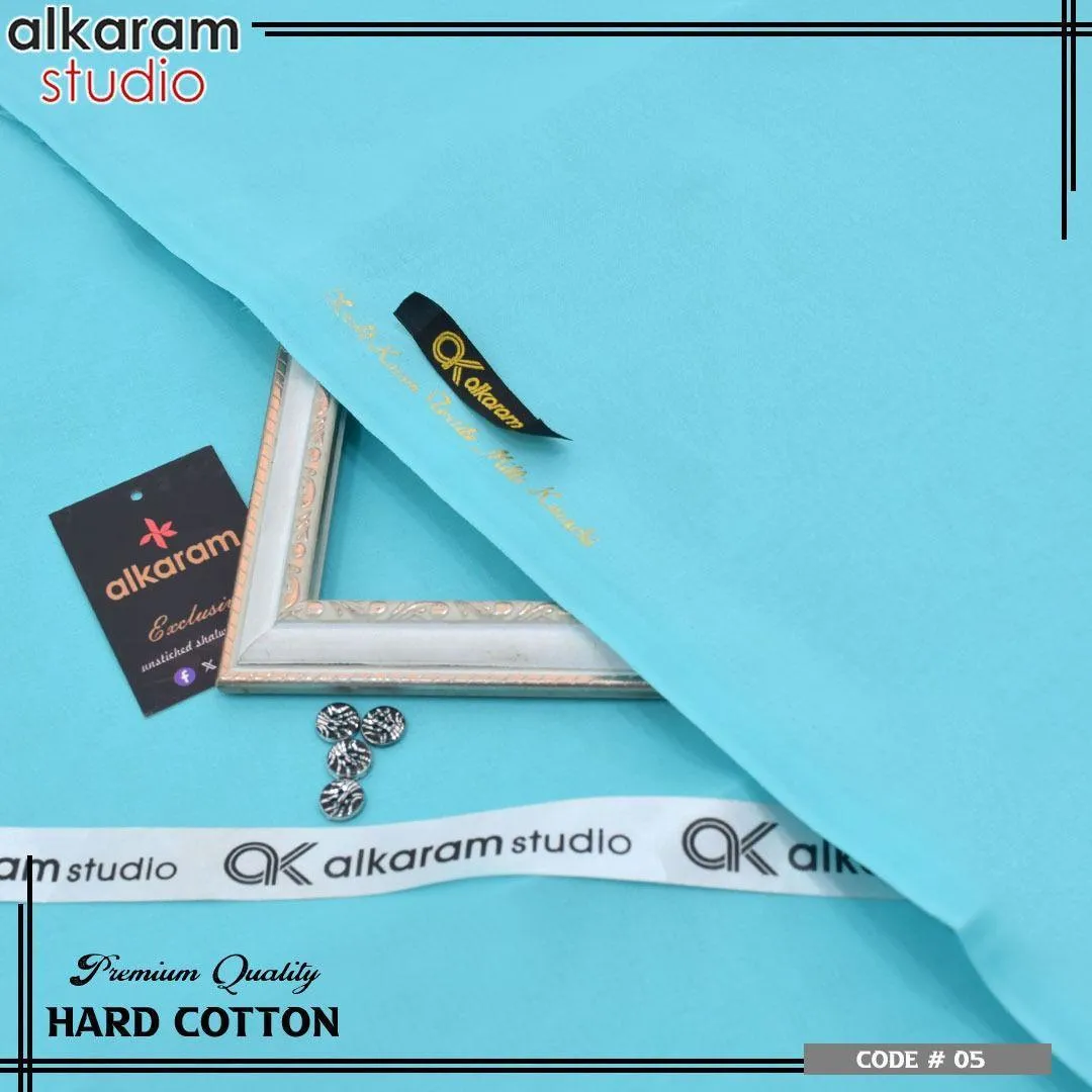 .Alkaram Fabrics Men’s Unstitched Hard Cotton Plain Suit – 4.5 Meter Summer Fabric (Turquoise)