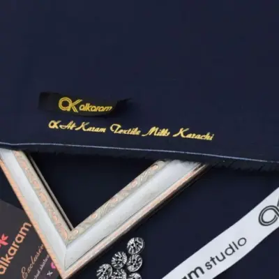 Alkaram Fabrics Men’s Unstitched Hard Cotton Plain Suit – 4.5 Meter Summer Fabric (Blue)